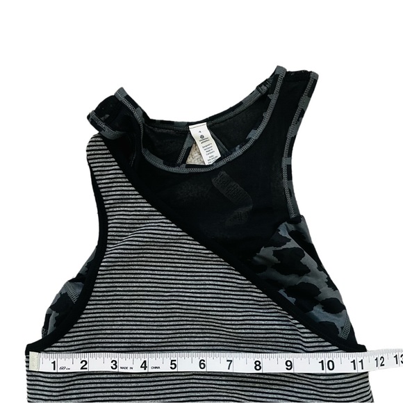 NWT Lululemon Meshed Up Tank Size 4 Black Gray Cheetah Print - Picture 7 of 12